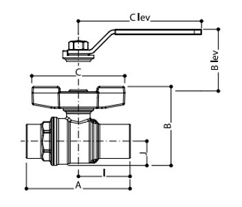 Эскиз Кран шаровой Giacomini R258D Ду15 Ру42 стандартнопроходной, под приварку, латунный, ручка-рычаг (R258Y002)