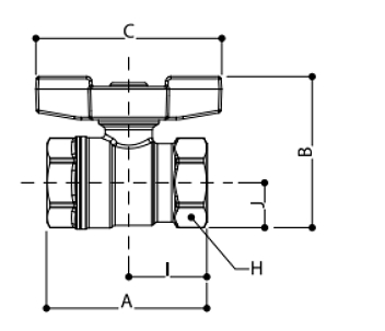 Эскиз Кран шаровой Giacomini R851 3/4″ Ду20 Ру35 полнопроходной, хромированный, внутренняя резьба, ручка-бабочка (R851X024)