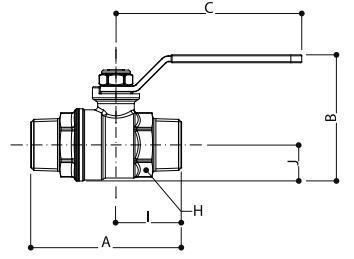 Эскиз Кран шаровой Giacomini R913L 1″ Ду25 Ру35 полнопроходной, никелированный, наружная резьба, ручка-рычаг (R913LX025)