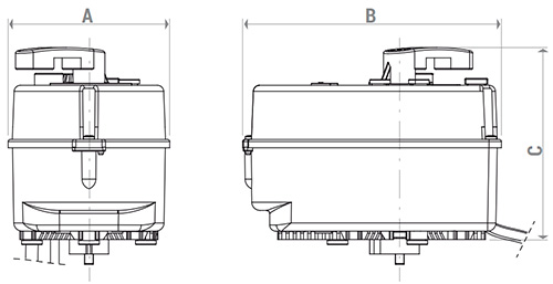 Электропривод Giacomini K275-1, для смесительных клапанов R296 и R297, трехпозиционный, крутящий момент - 15Нм, угол поворота - 90°, напряжение - 230В