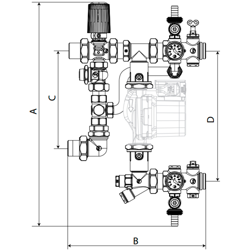 Насосно-смесительные узлы Giacomini R557RM-1 Ду25 Ру10, без насоса, для систем напольного отопления