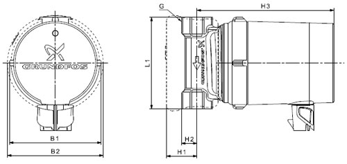 Насосы циркуляционные Grundfos COMFORT B PM поверхностные, корпус - латунь, мощность - 0.007кВт, напор - 1.4м, производительность - 8л/мин, 230В