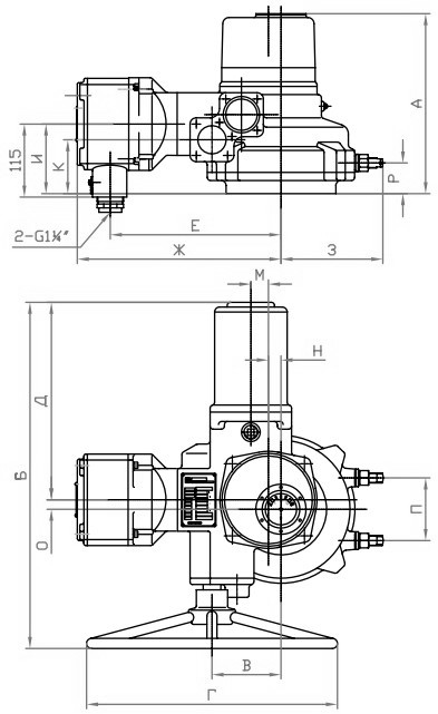 Затворы дисковые поворотные DN.ru WBV1631N-2W-Fb-R Ду250 Ру16 корпус - чугун QT450, диск - нержавеющая сталь 304, уплотнение - NBR, межфланцевые, с электроприводом 1-оборотным взрывозащищенным ГЗ-ОФВ 380В