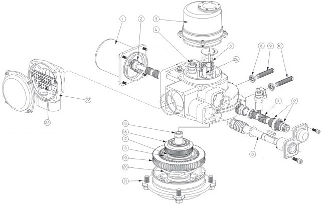 Затворы дисковые поворотные DN.ru WBV1631E-2W-Fb-H Ду100-150 Ру16 корпус - чугун QT450, диск - нержавеющая сталь 304, уплотнение - EPDM, межфланцевые, с электроприводом 1-оборотным ГЗ-ОФ 380В