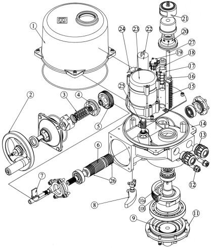 Затворы дисковые поворотные DN.ru WBV1616N-2W-Fb-H Ду100-150 Ру16 корпус - чугун QT450, диск - чугун QT450, уплотнение - NBR, межфланцевые, с электроприводом 1/4-оборотным ГЗ-ОФ(М) 380В