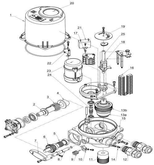 Затворы дисковые поворотные DN.ru WBV1616N-2W-Fb-H Ду80-125 Ру16 корпус - чугун QT450, диск - чугун QT450, уплотнение - NBR, межфланцевые, с электроприводом 1/4-оборотным взрывозащищенным ГЗ-ОФВ(М) 24В