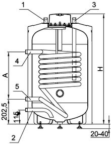 Эскиз водонагревателя (вид спереди)