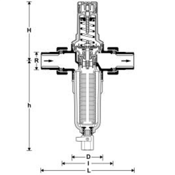 Эскиз Фильтр сетчатый комбинированный Honeywell FK06 Ду15 Ру16 T-образный с наружной резьбой (FK06-1/2″AAМ)