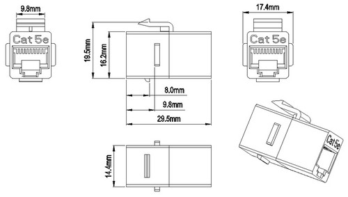 Адаптеры проходные Hyperline CA2-KJ (coupler), разъем RJ45 (8P8C) формата Keystone Jack, категория 5e, черный