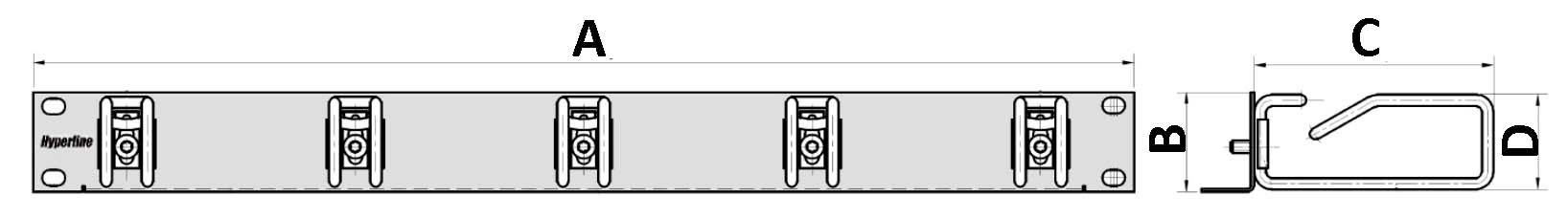 Организаторы горизонтальные Hyperline CMW 1U-2U, с кольцами из стальной проволоки, для 19-дюймовых шкафов