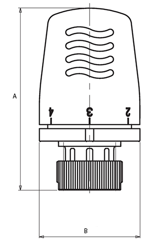Теромостатическая головка Icma 1101 Ру10 с диапазоном регулировки 7-28 °C, присоединительная резьба М30х1.5, с жидкостным датчиком