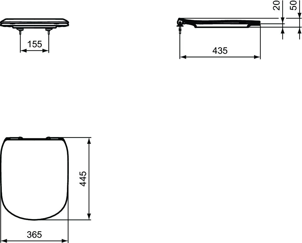 Сиденье для унитаза Ideal Standard TESI T3527V3, с микролифтом, из дюропласта, черное