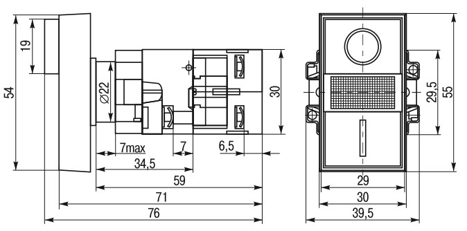 Кнопка IEK LAY5-BW8465 ″I-O″ комбинированная, контакты 1НЗ+1НО, LED лампа 230В, IP40, цвет – красный/зеленый