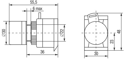 Лампа сигнальная IEK AL-22TE диаметр отверстия – 22 мм, неон 230В, IP40, цвет – красный
