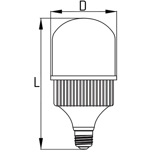 Лампы светодиодные IEK LLE-HP-40 136-161 мм мощность - 65-100 Вт, цоколь - E40, световой поток - 5850-9000 лм, цветовая температура - 4000-6500 K, форма - цилиндр