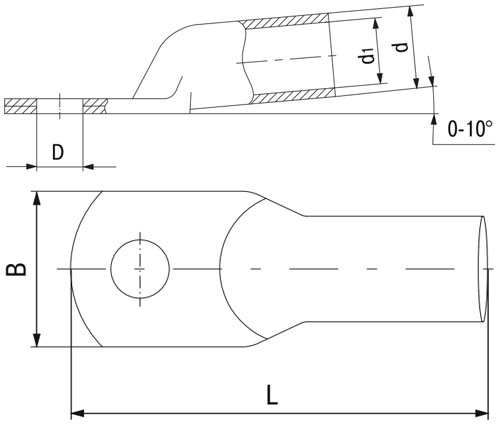 Наконечник медный луженый IEK ТМЛ 6-6-4 сечение проводника - 6мм2, ГОСТ 7386, упаковка 100шт