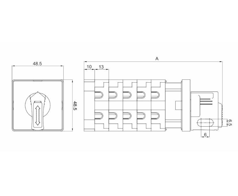 Переключатель кулачковый IEK MASTER MI-CS10-010-085 10А, 6-позиционный, 3 полюса, напряжение питания 230/400/690B, степень защиты IP20