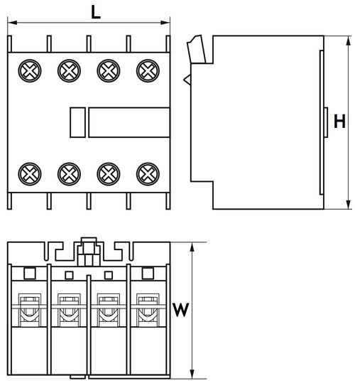 Приставка IEK ПКИ04 рабочий ток 6А, AC/DC 4NC