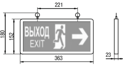 Светильник светодиодный IEK аварийный ВЫХОД EXIT 3 Вт настенный, цветовая температура 4500К, световой поток 40 Лм, IP20, 1.5ч постоянный, форма - прямоугольник, цвет - серый