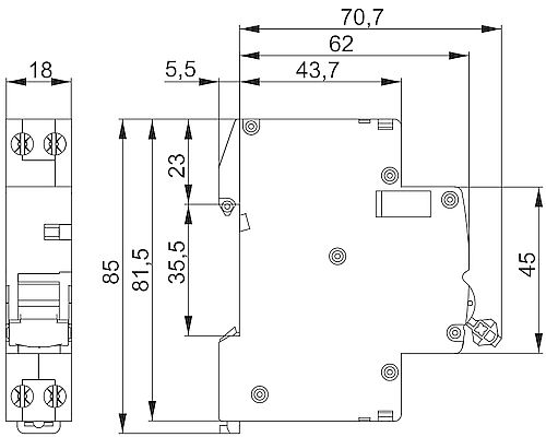 Автоматический выключатель дифференциального тока двухполюсный IEK ARMAT B06S C25 AC30 1P+N, сила тока 25 А, переменный, тип расцепления C, отключающая способность 6 kА