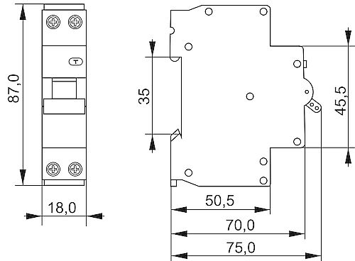 Автоматические выключатели дифференциального тока двухполюсные IEK KARAT АВДТ32ML 1P+N, сила тока 16-25 А, переменный, отключающая способность 6 kА