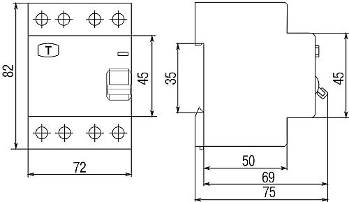УЗО четырехполюсное IEK ВД1-63 Generica 4P 40А 30мА тип AC, номинальный ток 40А, ток утечки 30мА переменный