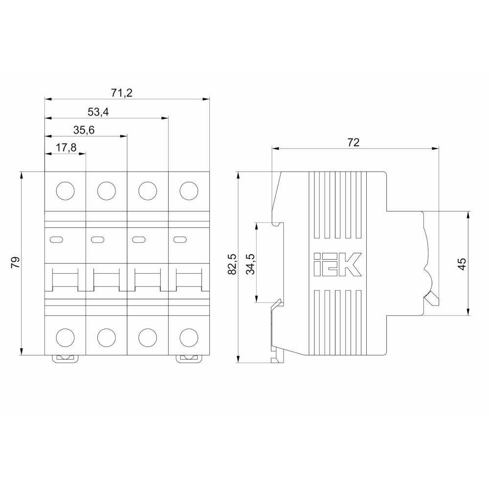 Автоматический выключатель модульный трехполюсный IEK KARAT ВА47-29 3P (D) 8А 4.5кА, сила тока 8А, тип расцепителя D, отключающая способность 4.5кА MVA20-3-008-D