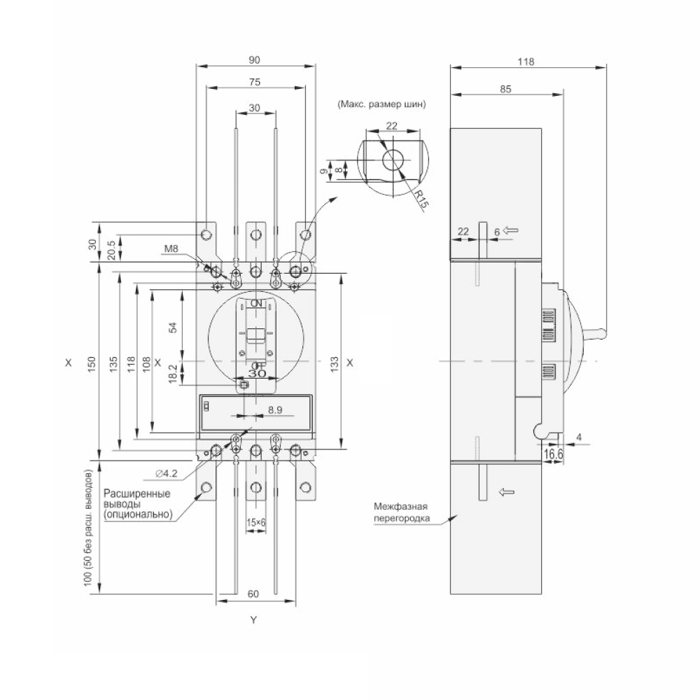 Автоматический выключатель в литом корпусе трехполюсный IEK ARMAT MCCB 3P (A) 125А 50кА, сила тока 125А, типоразмер A, отключающая способность 50кА, с электронным продвинутым расцепителем AR-MCCB-3A-050-0125A-ELPC