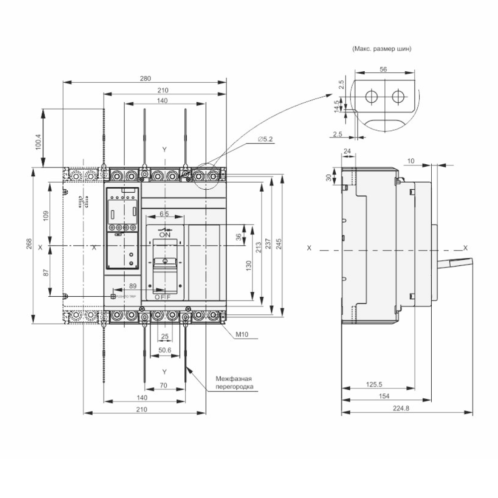 Автоматический выключатель в литом корпусе трехполюсный IEK ARMAT MCCB 3P (N) 1250А 85кА, сила тока 1250А, типоразмер N, отключающая способность 85кА, с электронным стандартным расцепителем AR-MCCB-3N-085-1250A-ELSC