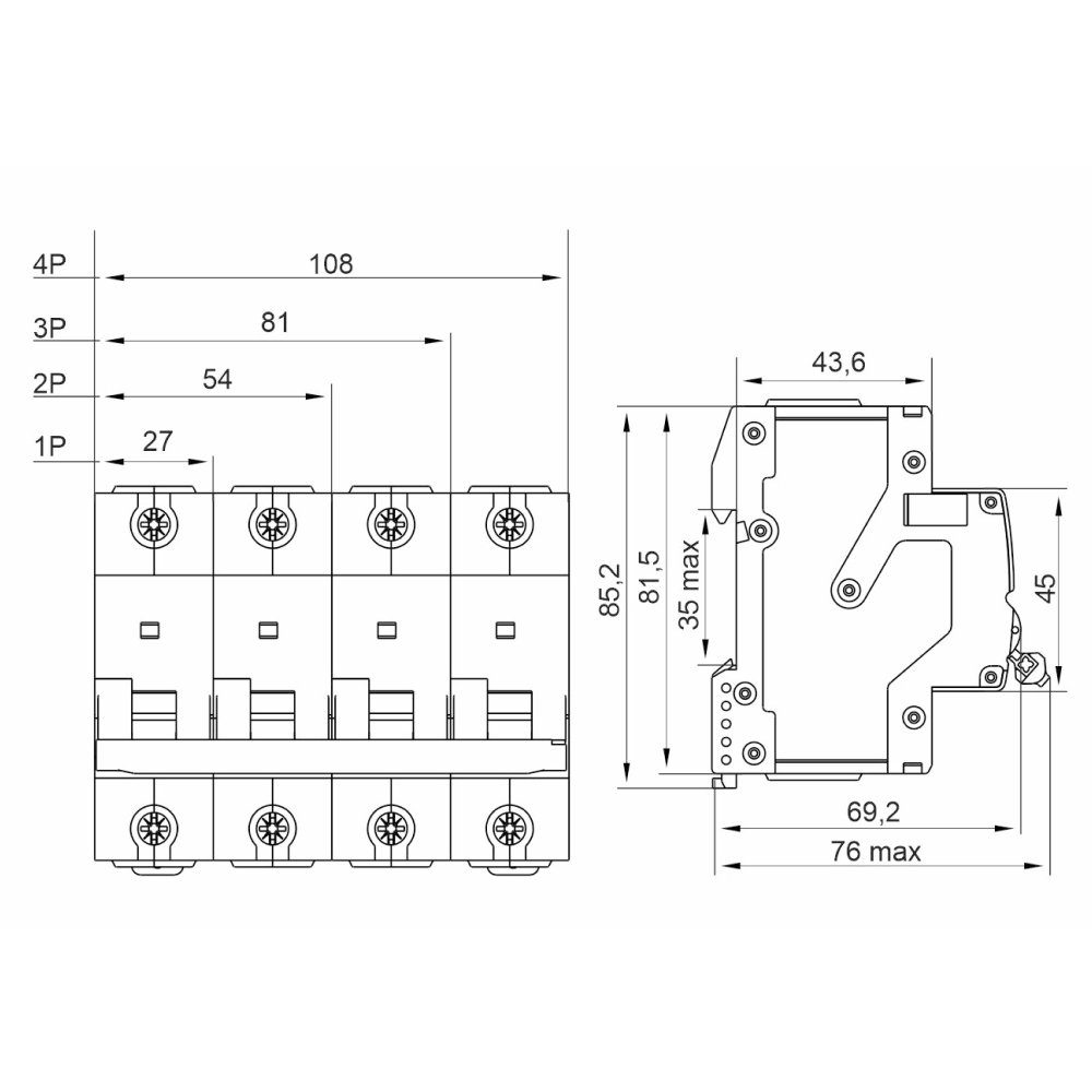 Автоматический выключатель модульный однополюсный IEK ARMAT M10H 1P (K) 100А 10кА, сила тока 100А, тип расцепителя K, отключающая способность 10кА AR-M10H-1-K100