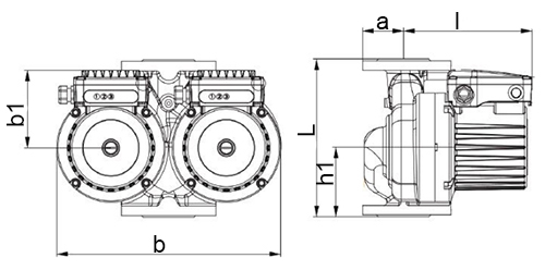 Насосы циркуляционные IMP PUMPS GHND Basic II Ду40-80 сдвоенные, присоединение - фланцевое, материал корпуса - чугун