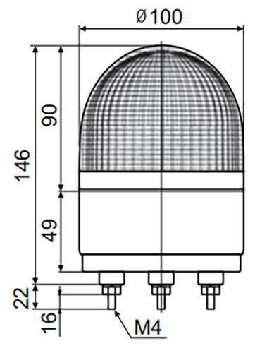 Маячок светосигнальный INNOCONT SL100B-220-Y диаметр - 100мм, постоянное/мигающее свечение, с зуммером, цвет - желтый, 220В, IP55