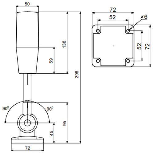 Колонна светосигнальная INNOCONT TL50B-024-RYG-968 диаметр - 50мм, постоянное/мигающее свечение, с зуммером, цвет - красный/желтый/зеленый, 24В, IP50