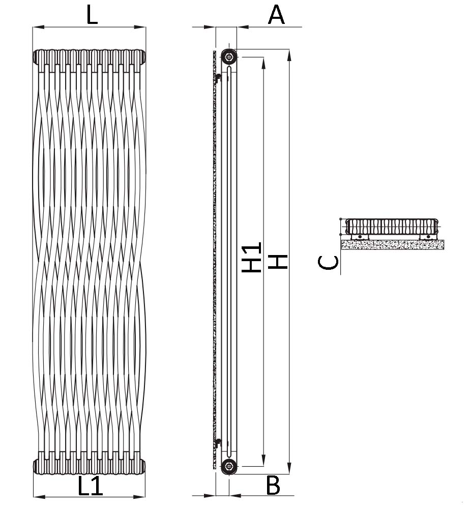 Радиаторы стальные трубчатые IRSAP Tesi Join высотой 1800 мм, 12 секций, присоединение резьбовое - 1/2″, подключение - нижнее в центре с межосевым расстоянием 50 мм T50, цвет - чеканная медь