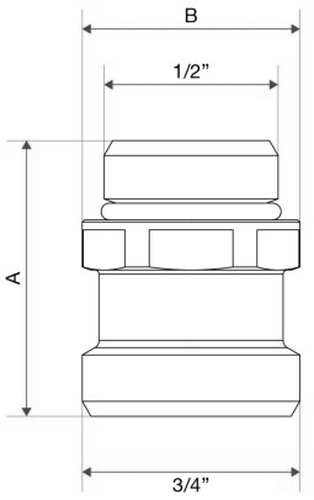 Адаптер для расходомера Itap 471 1/2x3/4 Ду15x20 Ру20, материал корпуса - латунь, НР