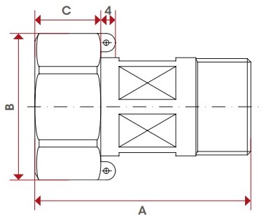 Соединитель пломбируемый Itap 154 1/2″x3/4″ Ду20 Ру20, разъемный, корпус - латунь, уплотнение - EPDM, для водосчетчиков