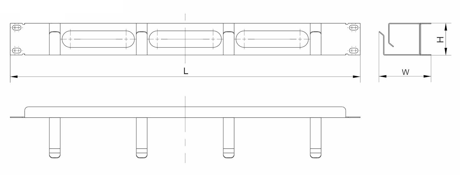 Органайзер кабельный ITK 2U 5 колец горизонтальный, для шкафов Linea N, E, S, F, W, цвет - черный RAL9005