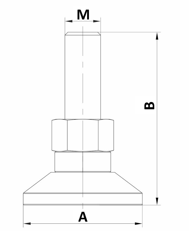 Опора регулируемая ITK резьба М12 90x34 мм, цвет - черный RAL9005