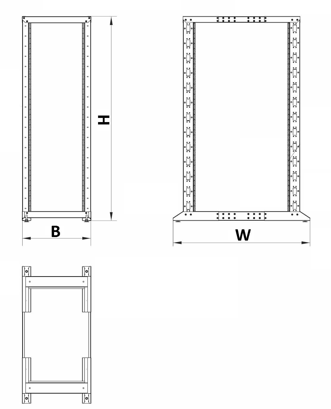 Стойки двухрамные ITK Linea F 33-47U, с регулировкой по глубине