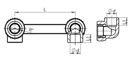 Комплект для смесителя настенный PP-R Kalde 3222-bat-200b05 Дн20x1/2″ Ру25 внутренняя резьба/под приварку, корпус - полипропилен