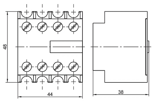 Приставка контактная КЭАЗ ПКЛ-22, тип подключения - системный разъем, номинальное напряжение - 230В, IP20, климатическое исполнение - УХЛ4