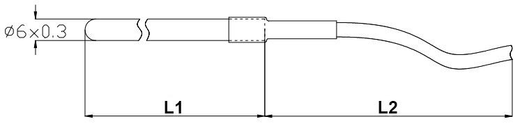 Датчик температуры КЭАЗ OptiSensor HTF50-PT1000-PVC-2 канальный, длина гильзы – 50 мм, тип НСХ – PT1000, ПВХ кабель 2 м, IP65
