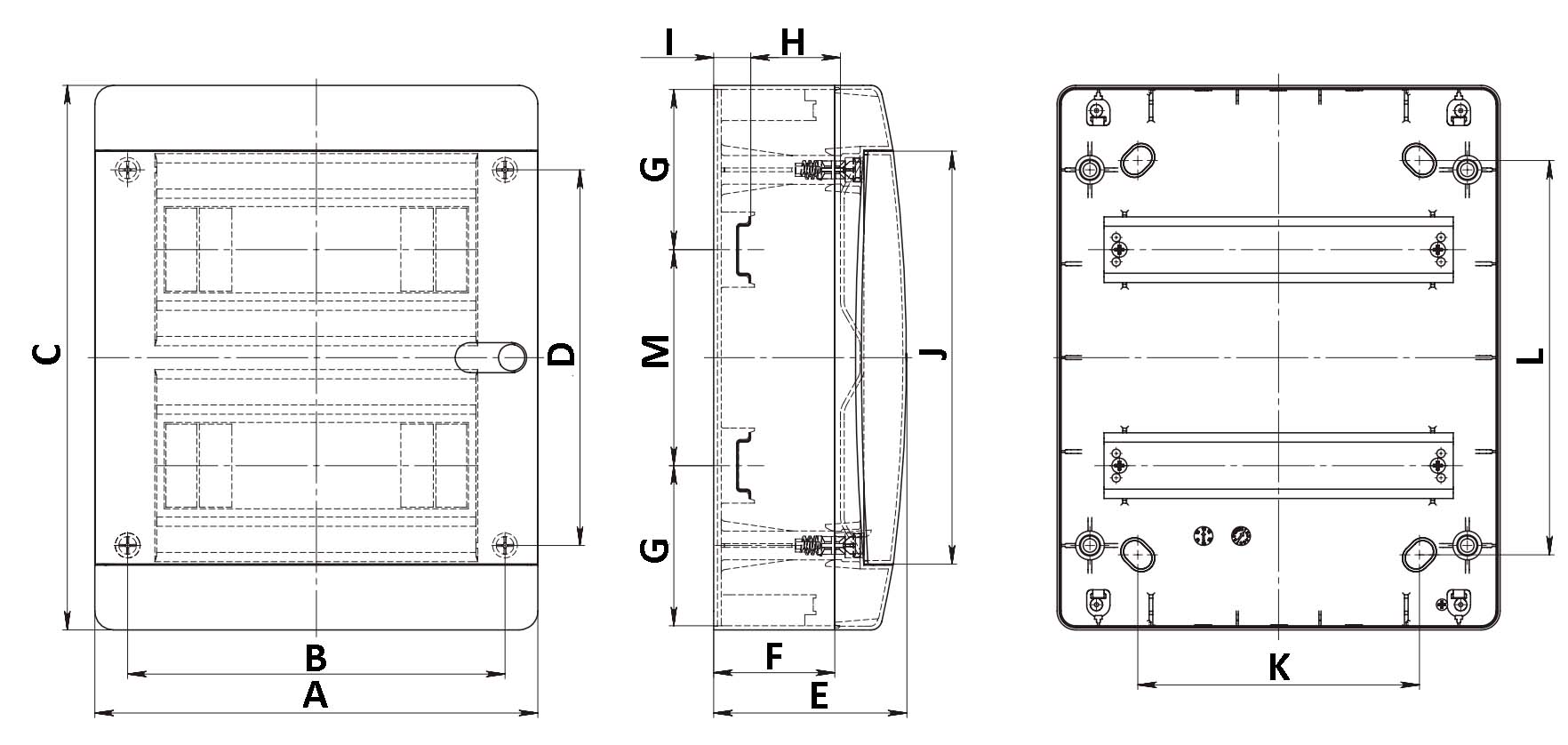 Корпус КЭАЗ OptiBox P CNK 1 18 навесной, количество рядов - 2 шт, количество модулей - 18 шт, материал - пластик, IP41