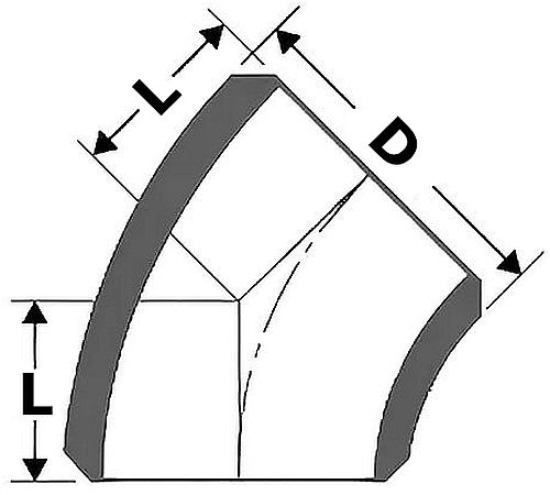 Отвод стальной Китай Дн17.2 (Ду10) 45° нержавеющая сталь AISI304, присоединение - внутренняя / внутренняя резьба