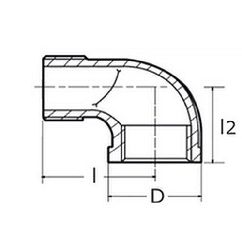 Отвод стальной Китай Дн13.5 (Ду8) 90° нержавеющая сталь AISI304, присоединение - наружная/внутренняя резьба