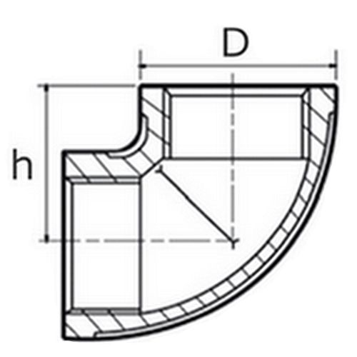 Отвод стальной Китай Дн13.5 (Ду8) 90° нержавеющая сталь AISI304, присоединение - внутренняя / внутренняя резьба