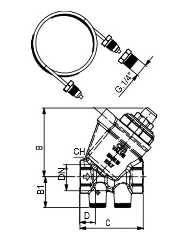 Регулятор перепада давления MVI BL.560 1″ Ду25 Py25 ВР, 5-30 кПа, корпус - латунь