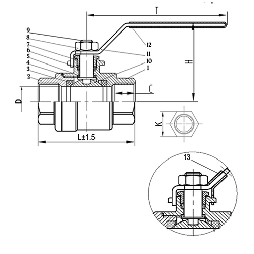 Краны шаровые полнопроходные муфтовые САГА S-BMXX-4 Ду8-100 из нержавеющей стали AISI304, с рукояткой