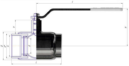 Кран шаровой ALSO КШ.М.П.65.25-02 2 1/2″ Ду65 Ру25 полнопроходной, присоединение - муфтовое, корпус - сталь 09Г2С, уплотнение - PTFE, управление - ручка/рычаг