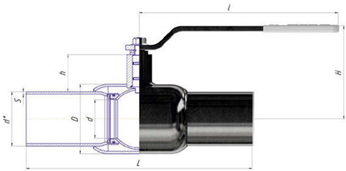 Кран шаровой ALSO КШ.П.015.40-02 Ду15 Ру40 стандартнопроходной, присоединение - под приварку, корпус - сталь 09Г2С, уплотнение - PTFE, управление - ручка/рычаг